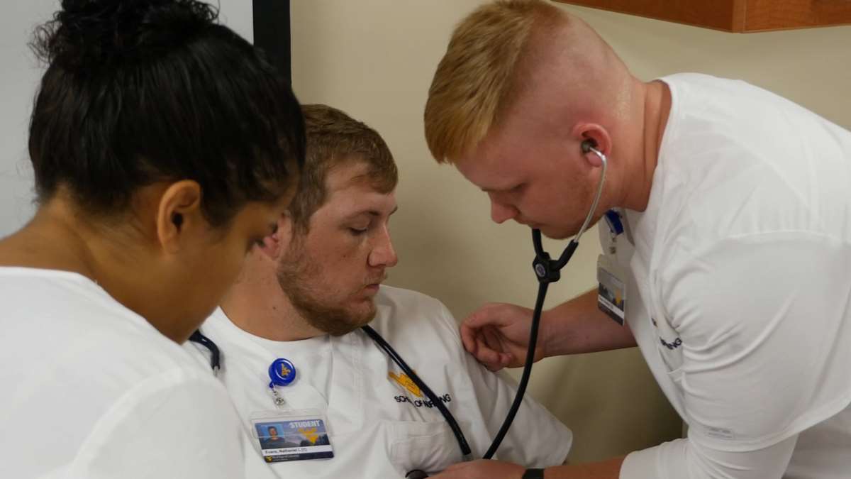 Students checking each other's pulse